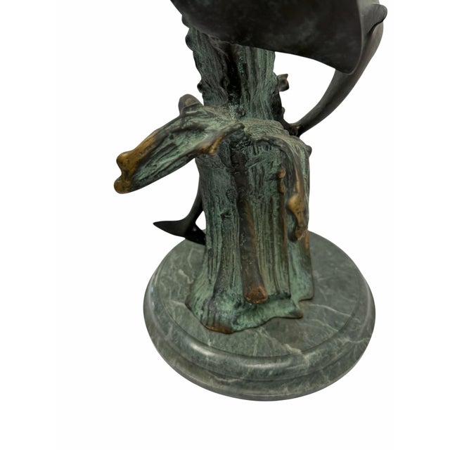 Vintage Spi Brass Dolphin Pod Family Sculpture on Marble Base For Sale In West Palm - Image 6 of 8