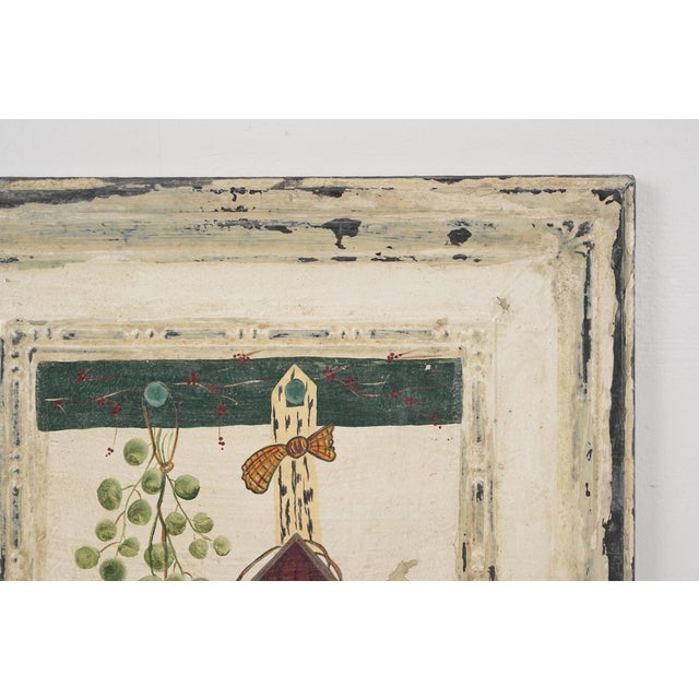 2000 - 2009 Hand Painted Bird House Tin Ceiling Wall Panel For Sale - Image 5 of 7