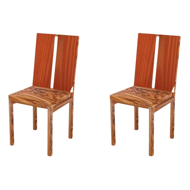 Wood Set of Stripe Chairs by Derya Arpac For Sale - Image 7 of 7