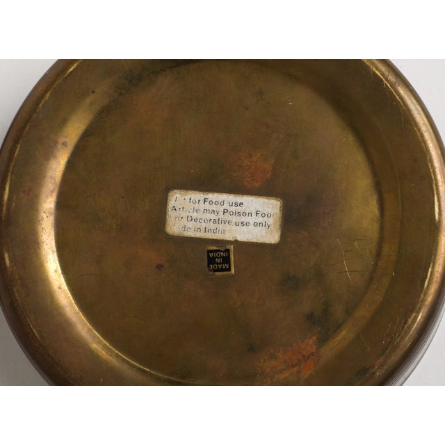 Indian Vintage Indian Cloisonné Round Brass Trinket Box For Sale - Image 3 of 10