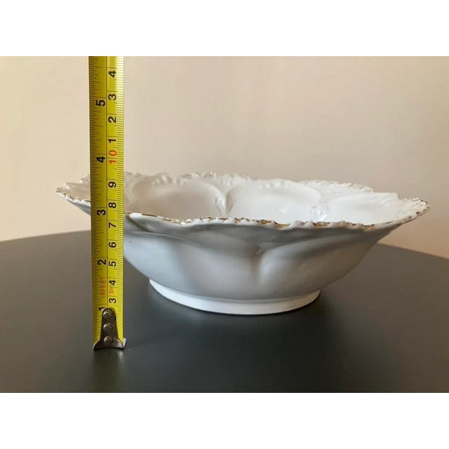 Early 20th Century Early 20th Century German White and Pink Rose Porcelain Serving Bowl by Prussia- Large For Sale - Image 5 of 12