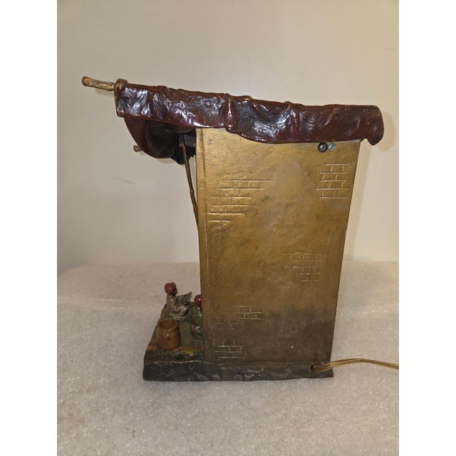 Early 20th Century Original Orientalist Austrian/ Vienna Cold Painted Bronze Lamp of a Classroom For Sale - Image 13 of 18