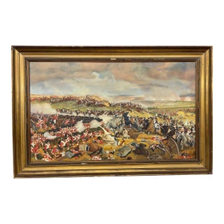 Late 20th Century Oil Painting of the Battle of Waterloo For Sale