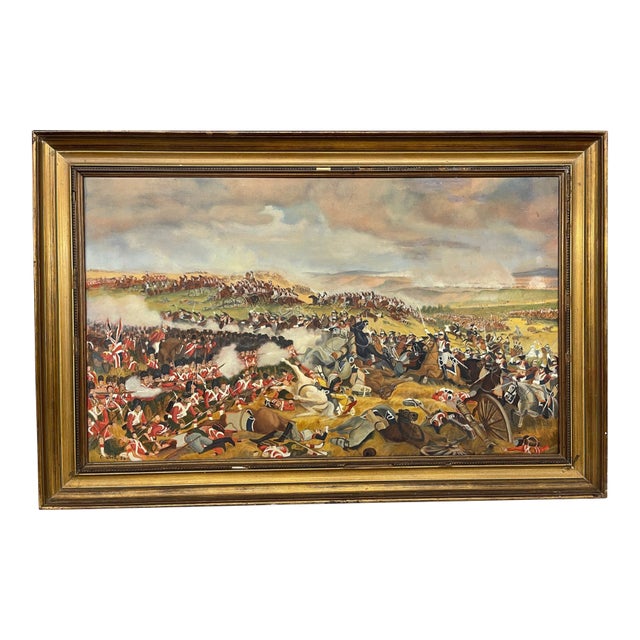 Late 20th Century Oil Painting of the Battle of Waterloo For Sale