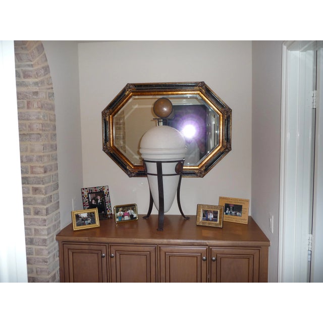 Contemporary Urn, Stone With Metal Trim For Sale - Image 3 of 3