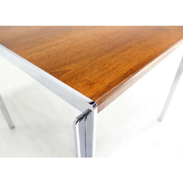 Chrome Mid-Century Modern Stow Davis Walnut and Chrome 24"H Side Coffee End Table For Sale - Image 8 of 10