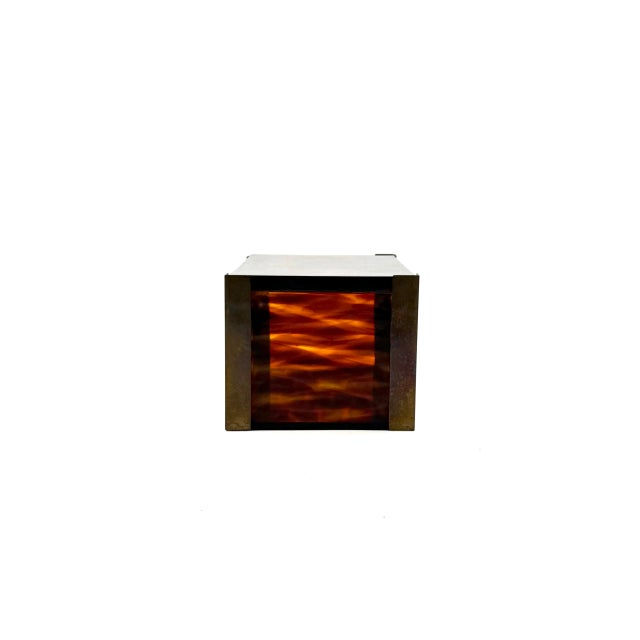 Brown Mid-Century Modern Acrylic and Brass Jewelry Box, 1970s For Sale - Image 8 of 11