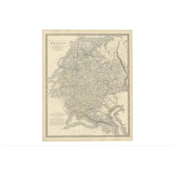 Antique Map of Russia in Europe attributed to W. & A. K. Johnston, 1850 For Sale - Image 4 of 6