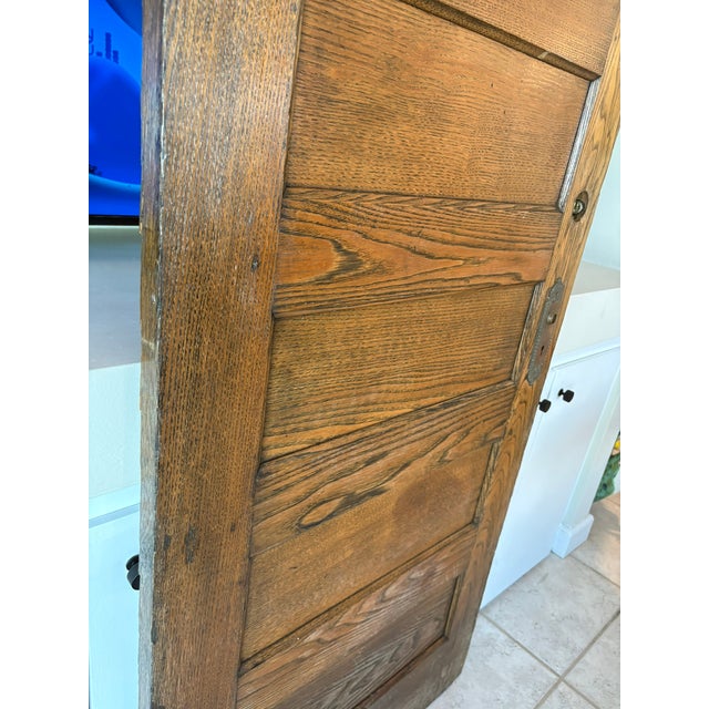 Antique Solid Oak Five Panel Interior Door Architectural Salvage For Sale - Image 9 of 11