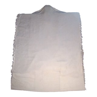 Rare Antique Hand-Tufted Whitework Candlewick Bedspread (C. 1900) - Queen/King Size Heirloom W/ Deep Fringe For Sale