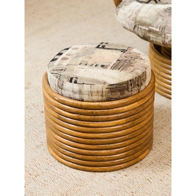 Mid-Century Modern Bamboo Vintage Chair and Ottoman For Sale - Image 3 of 12