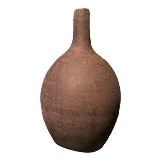 1990s Transitional Brown Ceramic Vessel With Organic Texture For Sale