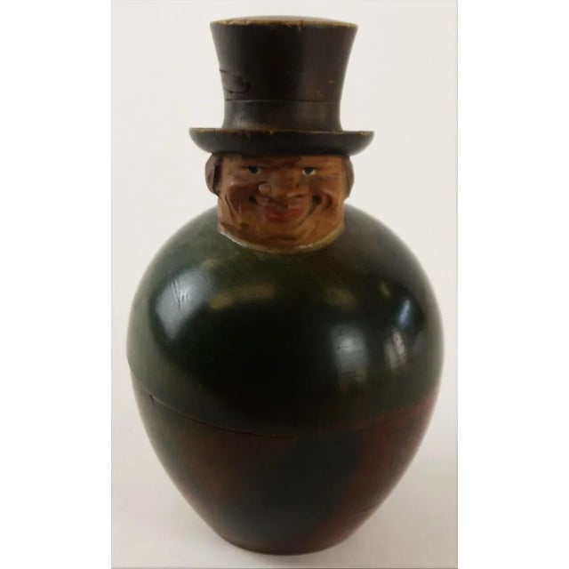Jolly Jug wooden character. Dimensions: 7 1/4"H x 4 1/4"D