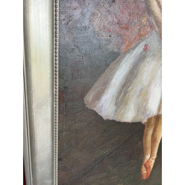 1990s Ballerina Dancers Degas Style Original Oil Painting, Framed For Sale - Image 16 of 17