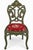 19th-C. Green Painted Black Forest Carved Faux Bois Side Chair in Dog Toile Linen For Sale