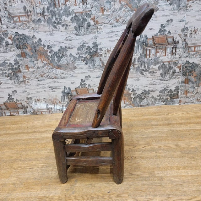 Antique Shanxi Province Carved Elm Chair For Sale - Image 4 of 9
