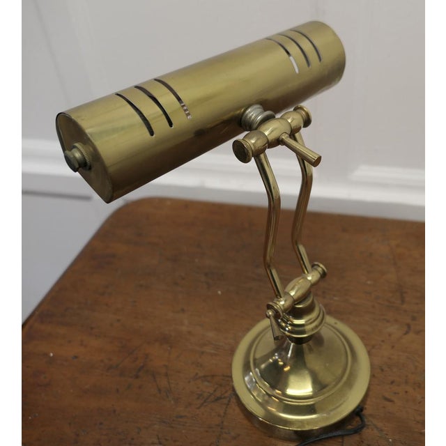 Industrial Art Deco Brass Adjustable Bankers Desk Lamp , 1960s For Sale - Image 3 of 9