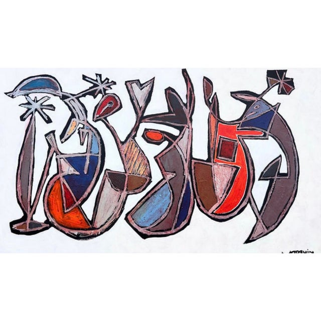 Large Abstract Mid-Century Painting by Artist Kenneth Joaquin (36” X 60”) For Sale - Image 9 of 9