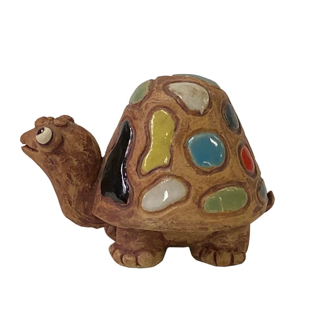 Handmade MultiColor Small Ceramic Turtle Figure Display Art For Sale In San Francisco - Image 6 of 9