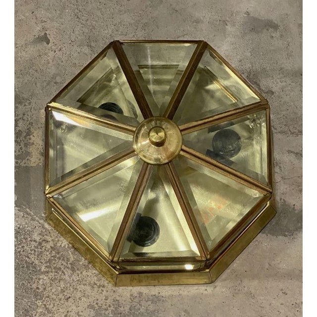 Hollywood Regency Vintage Hollywood Regency Style Solid Brass Ceiling Light Flush Mount For Sale - Image 3 of 7