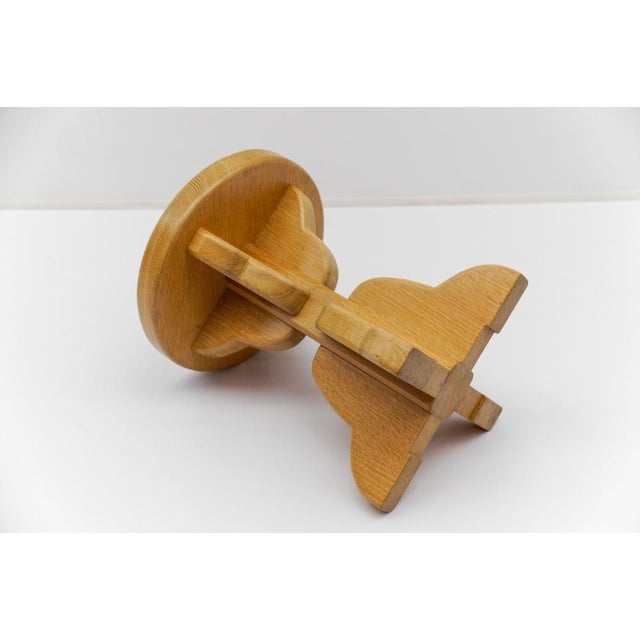 Wood Mid-Century Modern French Handmade Beech Stool, 1960s For Sale - Image 7 of 13