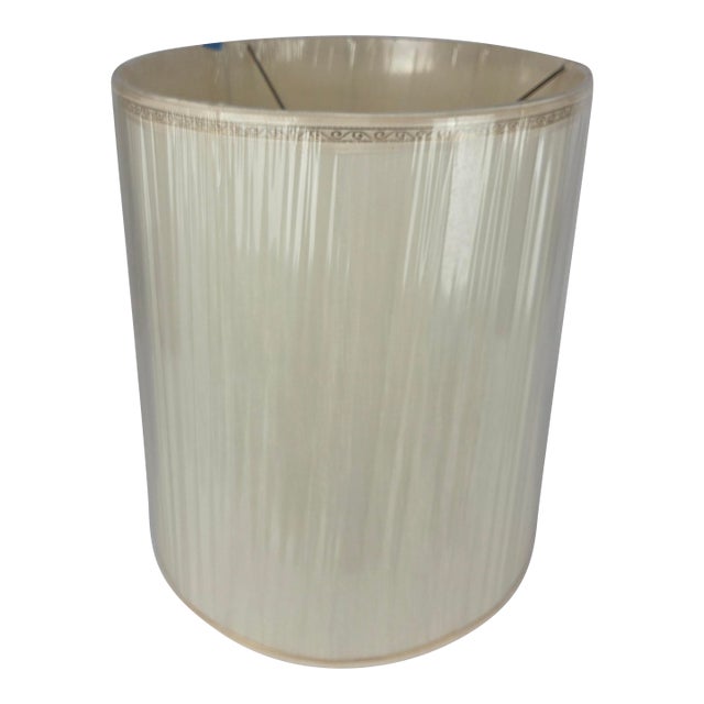 Vintage Stiffel Ivory Silk Barrel Lampshade, Original Cellophane 18.75 X 14.75 For Sale