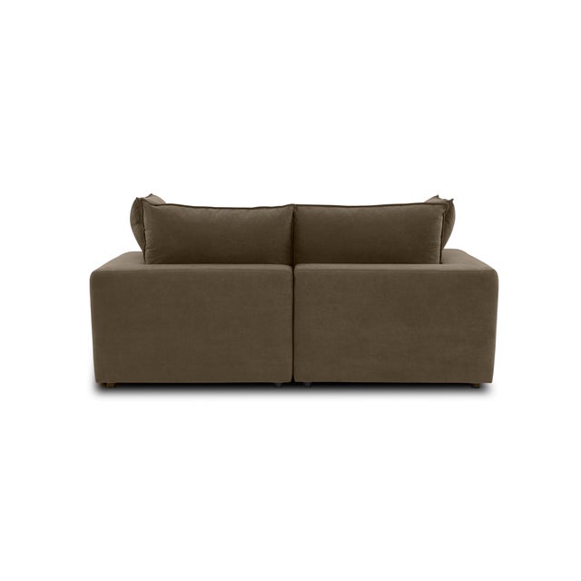 Cali Chocolate Brown Performance Velvet Modular Loveseat For Sale - Image 4 of 7