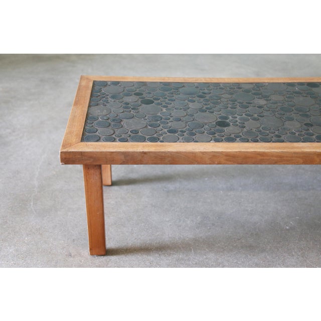 1960s Attributed to Jane and Gordon Martz Gray Coin Tile Teak Table Mid Century Modern For Sale - Image 4 of 10