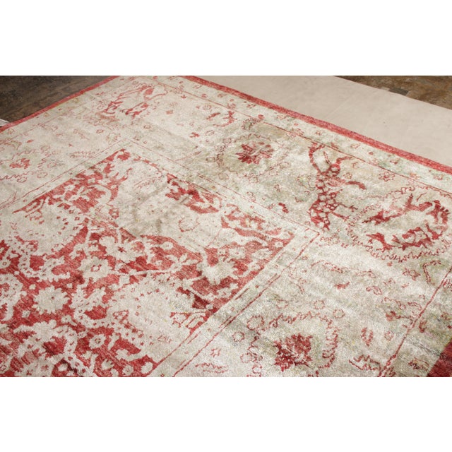 Rug & Kilim Rug & Kilim's New Agra Transitional Red and Ivory Silk Rug For Sale - Image 4 of 7