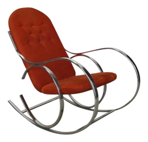 Chrome Milo Baughman Style Rocking Chair Circa 1970s