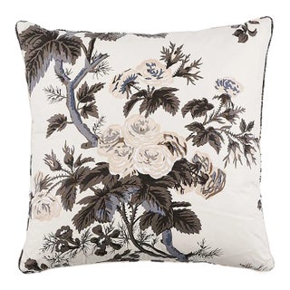 Schumacher Pyne Hollyhock 22" Pillow in Charcoal For Sale