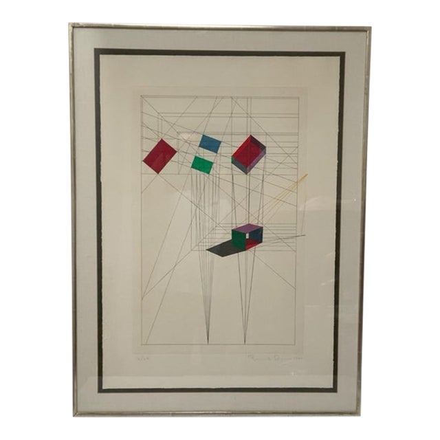 Vintage Ronald Davis “Rotation-Tilt” Limited Edition Geometric Print Signed Ltd. Ed. 10/34 Usa 1980 For Sale