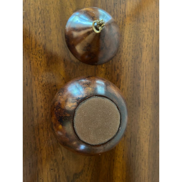 1980s 1980s Wooden Pear Fruit Shaped Tea Caddy Trinket Box With Decorative Brass Handle For Sale - Image 5 of 6