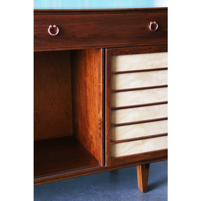 1950s Edward Wormley for Dunbar Janus Cabinet Walnut Copper 71" For Sale - Image 6 of 11