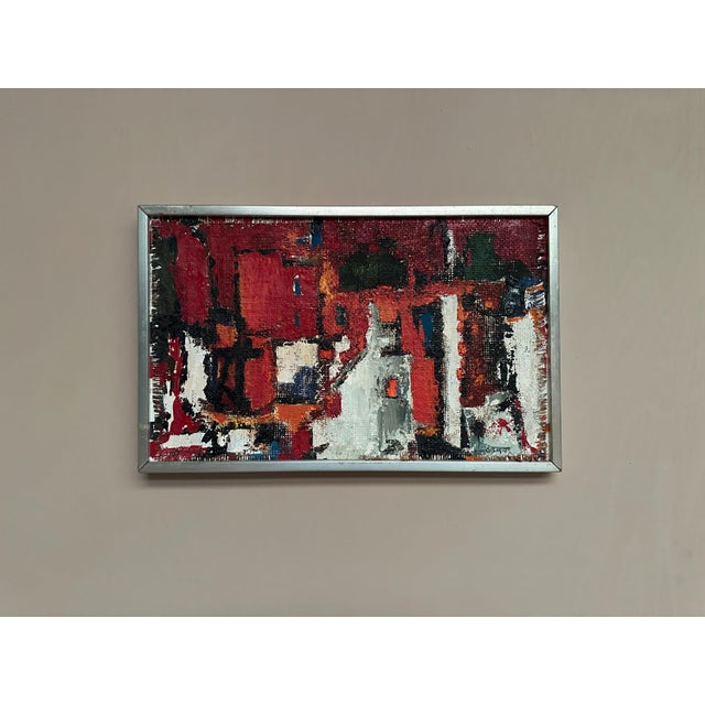 Holger Oijens, Cityscape in Red, 1960s, Oil on Canvas, Framed For Sale - Image 5 of 18