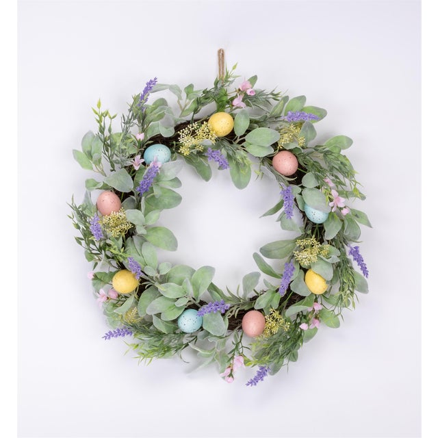 2020s Lavender Egg Floral Wreath 22"D For Sale - Image 5 of 5