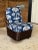 Wood Vintage Braxton Culler Stacked Rattan Swivel Lounge Slipper Chair in Thibaut Fabric For Sale - Image 7 of 13