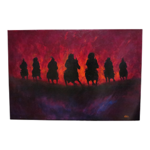 Donald Brewer Aka Wakpa Original Art Painting on Canvas 7 Night Riders
