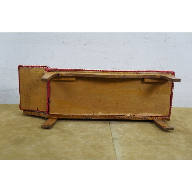 Red Antique Victorian Quartersawn Oak Salesman Sample Chaise Lounge Daybed 14" For Sale - Image 8 of 12