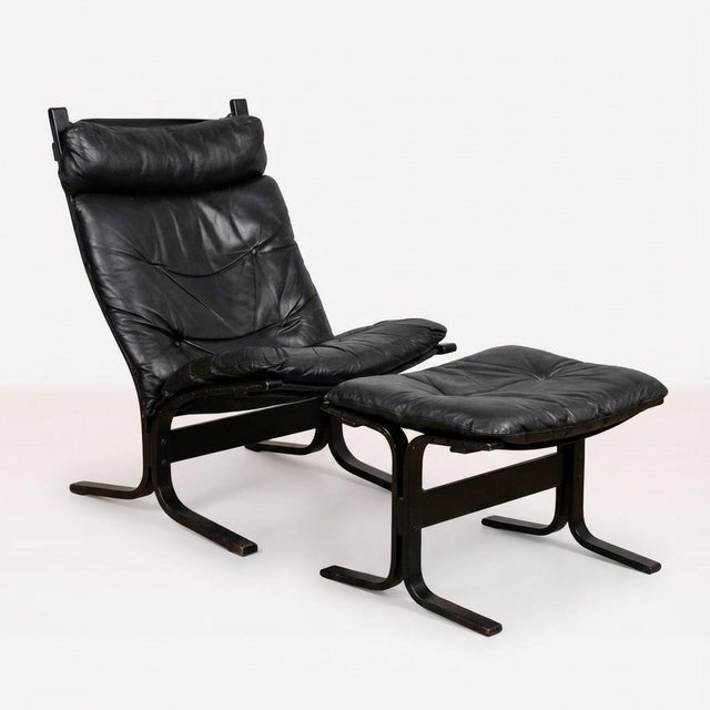 Animal Skin Set of Vintage Lounge Chair with Ottoman by Ingmar Relling for Westnofa, 1960s For Sale - Image 7 of 7