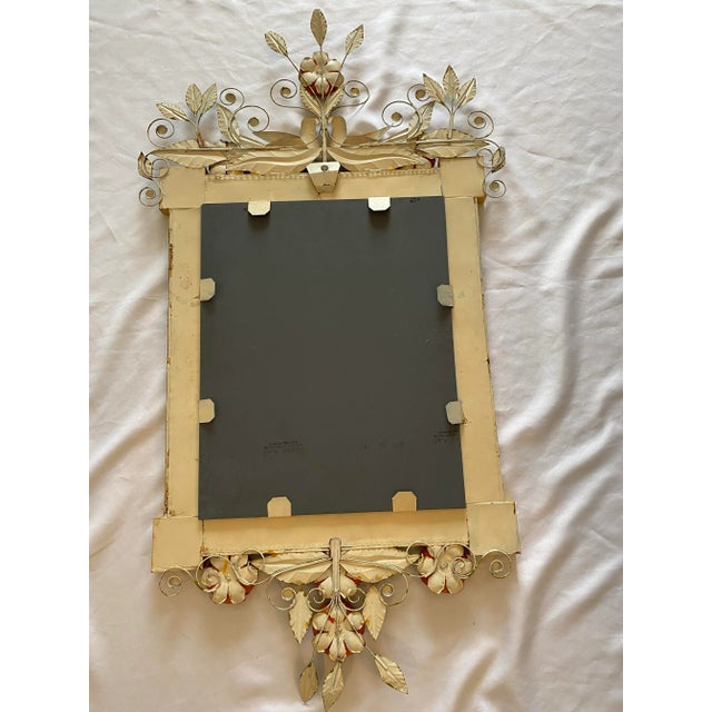 Vintage Tole Painted Metal Floral and Birds Mirror 1960’s For Sale - Image 10 of 12