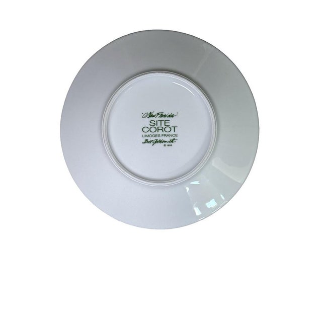 1990s Bill Goldsmith Site Carot New Florida Green Limoges Cup & Saucer Set of 5 - 10 pcs For Sale - Image 10 of 14