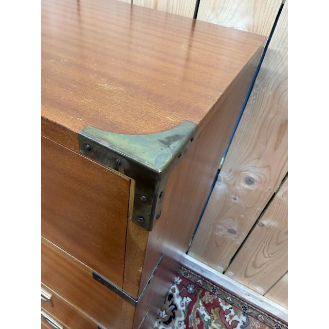 English Navy Mahogany and Brass Chest of Drawers, 1960s For Sale - Image 4 of 6