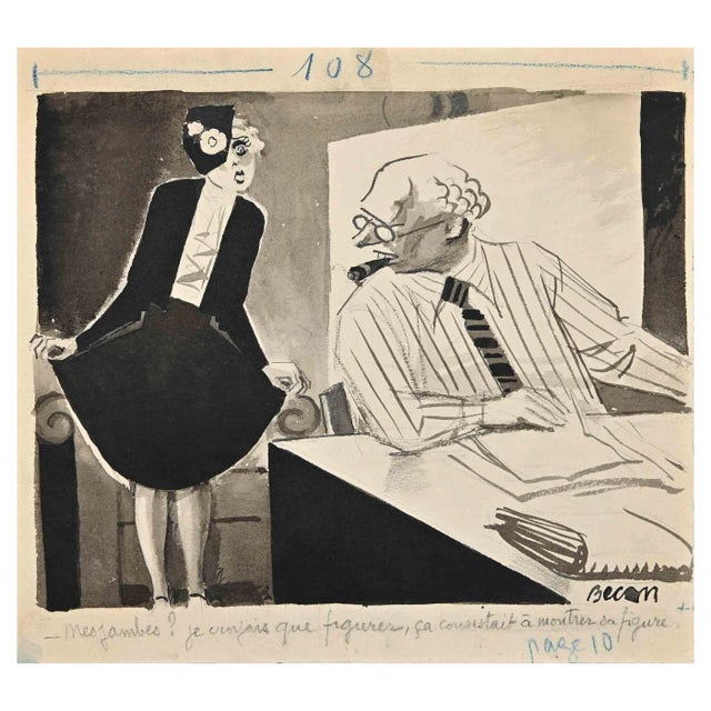 Bernard Bécan, Les Jambes China, Original Drawing, Mid-20th-Century For Sale