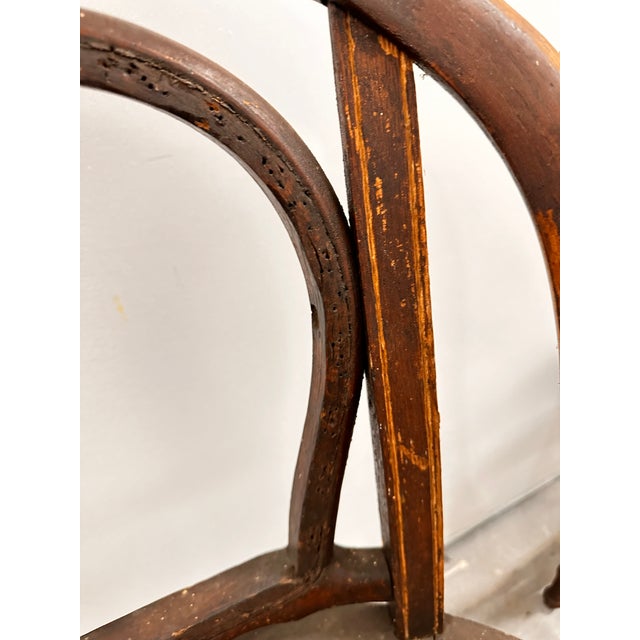 Heywood-Wakefield Rare 1873 Heywood Brothers (Heywood Wakefield) Solid Oak Chair Frames (2) For Sale - Image 4 of 12