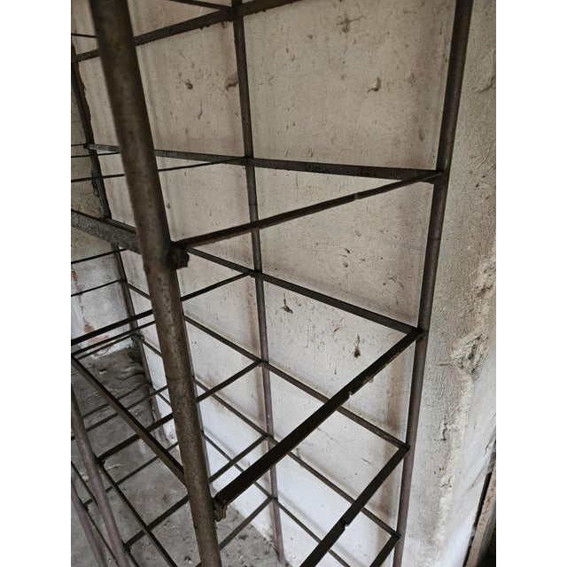 Original metal rack, art deco. Solid construction. Superficial rust. To renovate or keep as is.