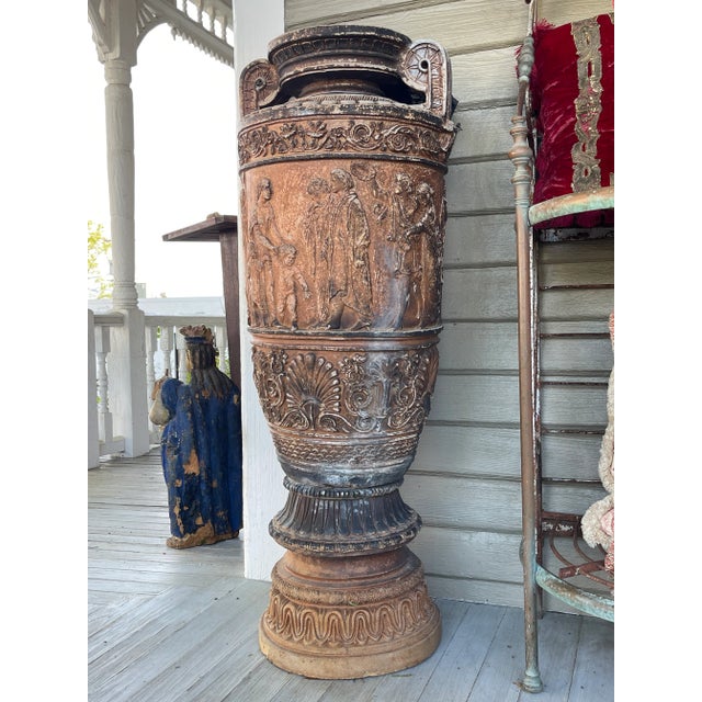 Sand Pair Late 19th Century Monumental Neoclassical Amphora Garden Urns - Set of 2 For Sale - Image 8 of 12