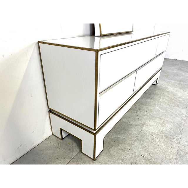 White Lacquered Credenza with Mirror from Alain Delon, 1970s, Set of 2 For Sale - Image 11 of 12