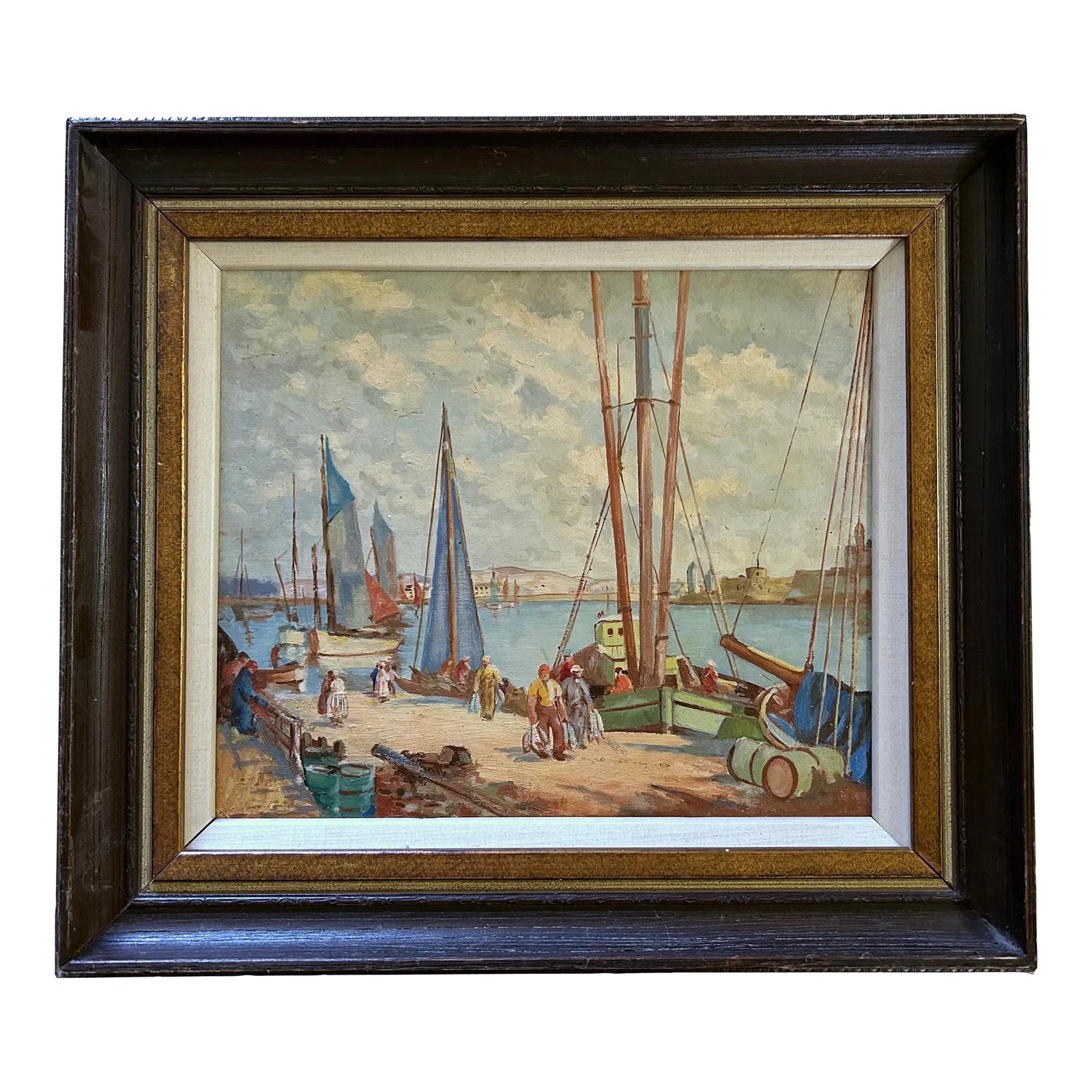 Early 20th Century Brenton Harbor Scene After William Lee-Hankey Oil ...