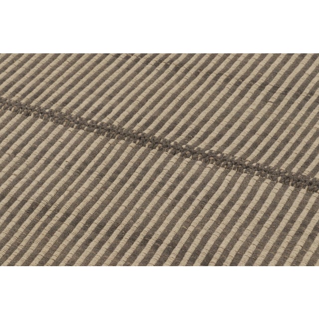 2010s Rug & Kilim's Accent Kilim With Beige and Brown Textural Stripes For Sale - Image 5 of 8